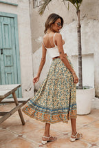 Évelyne Jupe Maxi – Jupe Longue Bohème Fleurie Taille Haute avec Poches