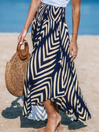 Noémie Gonna Maxi Boho – Gonna Lunga a Vita Alta Arricciata con Motivo Astratto