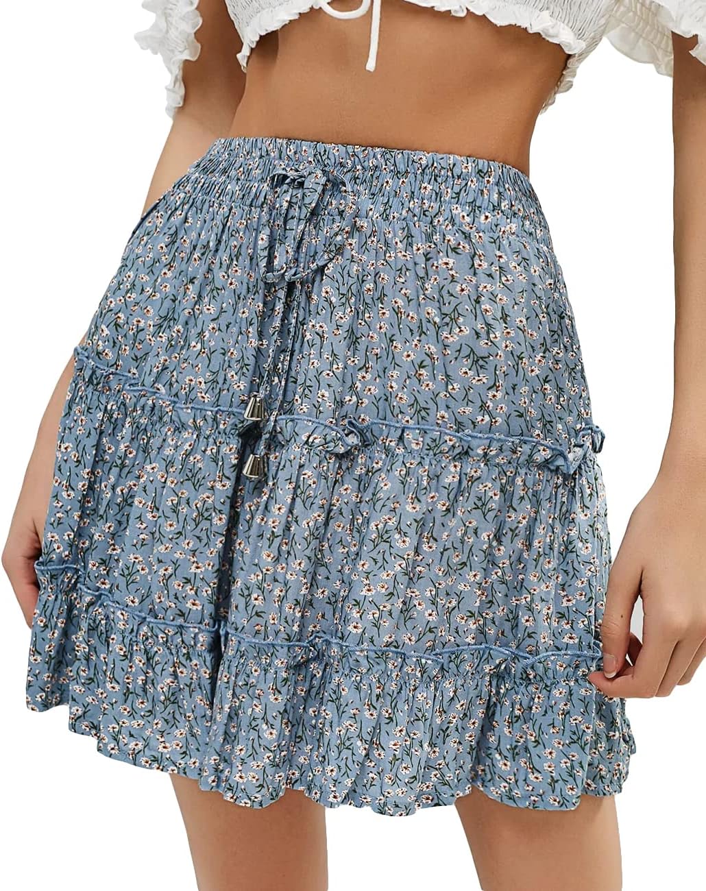 Capucine Jupe Mini – Jupe Courte Bohème Fleurie Taille Haute d'Été