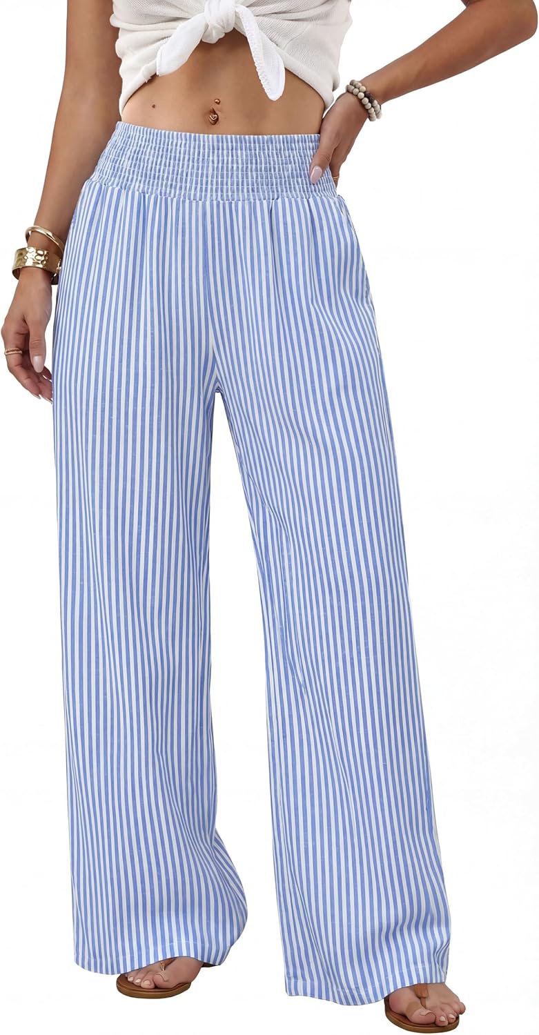 Héloïse Pantalon Femme – Pantalon Large Taille Haute avec Poches