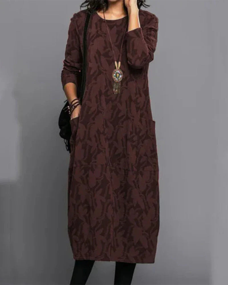Apolline Robe Longue Femme – Manches Longues, Poches Pratiques & Coupe Ample