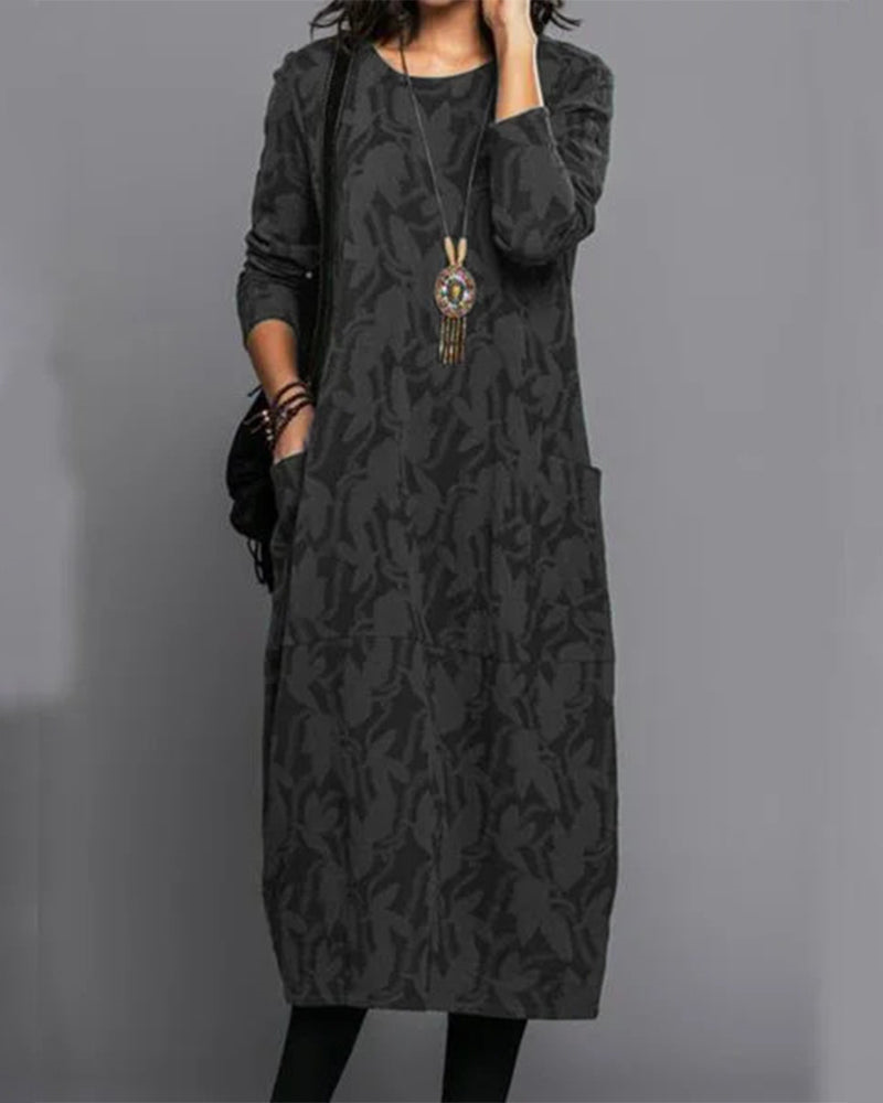 Apolline Robe Longue Femme – Manches Longues, Poches Pratiques & Coupe Ample