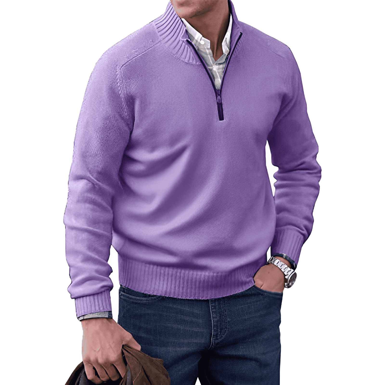 Jason Pull Homme – Pull Demi-Zip à Col Montant avec Maille Douce et Style Intemporel