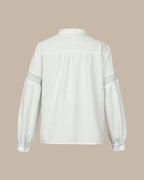 Lysiane Blusa Donna – Blusa Casual con Volant, Tessuto Goffrato e Bottoni Eleganti