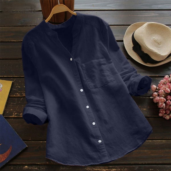 Ylva Chemise Femme – Chemise en Lin-Coton avec Coupe Ample et Style Décontracté