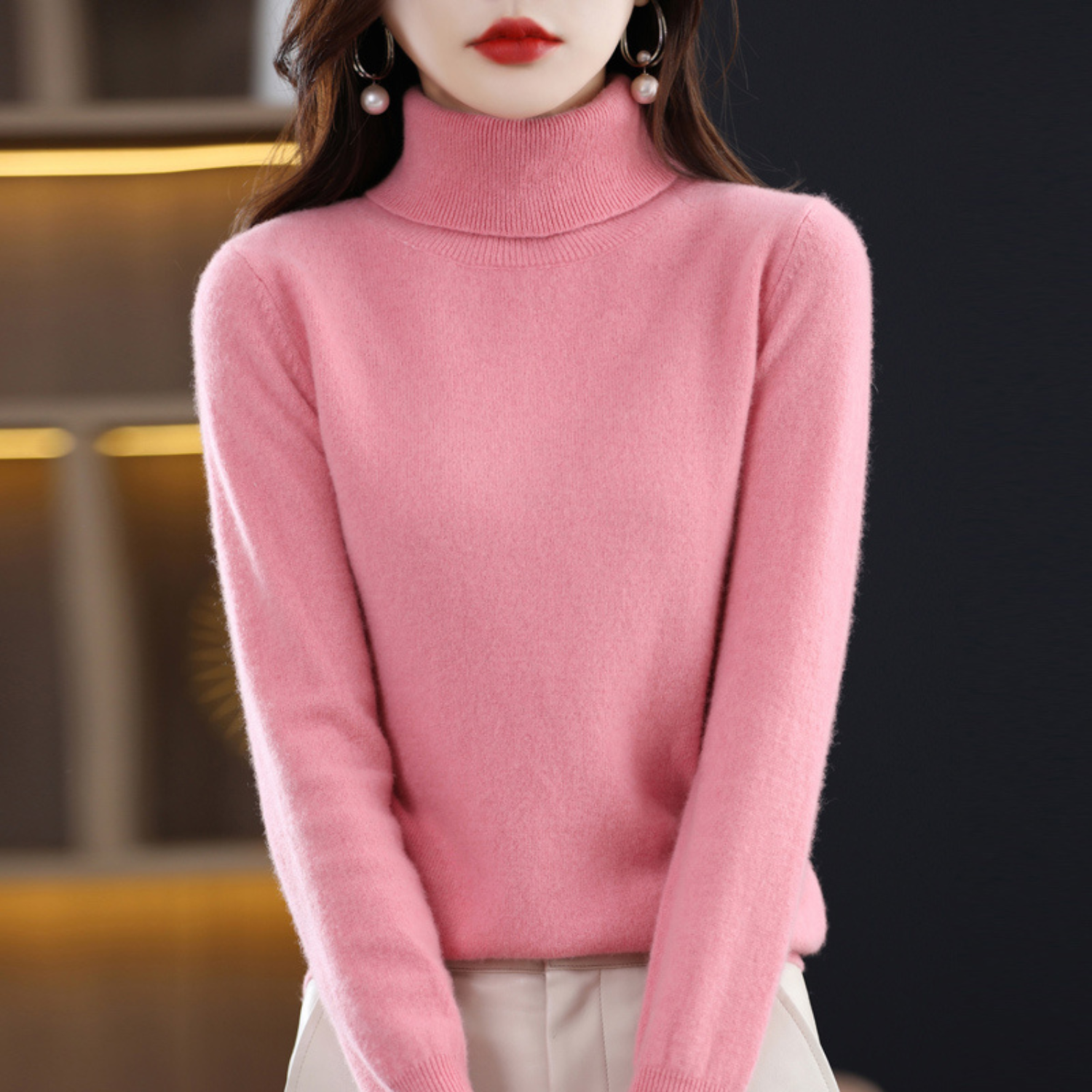 Blake Pull Col Roulé Femme – Pull en Cachemire Doux avec Coupe Élégante et Confort Léger