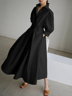 Sylviane Robe Midi Femme – Coupe Flatteuse, Boutons Raffinés & Style Intemporel