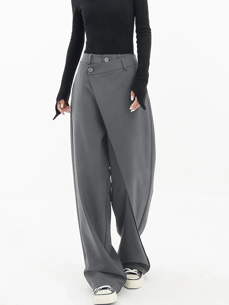 Luningning Pantalon Large Femme – Coupe Asymétrique Élégante & Tissu Fluide Confortable