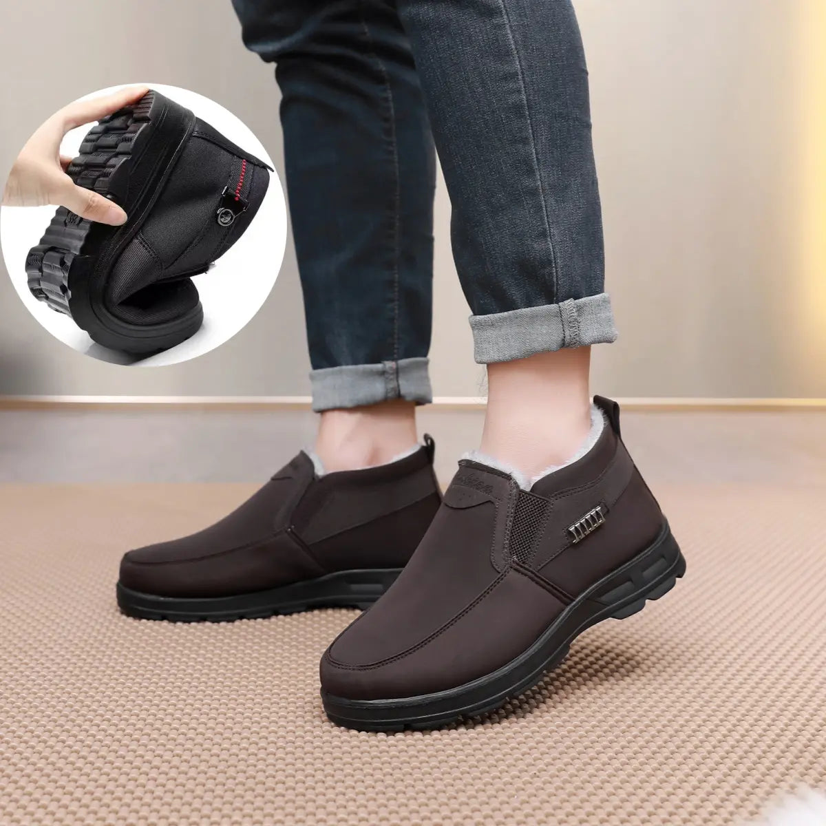 Théo Chaussures Hiver Homme – Bottines Thermiques à Enfiler avec Doublure Chaude