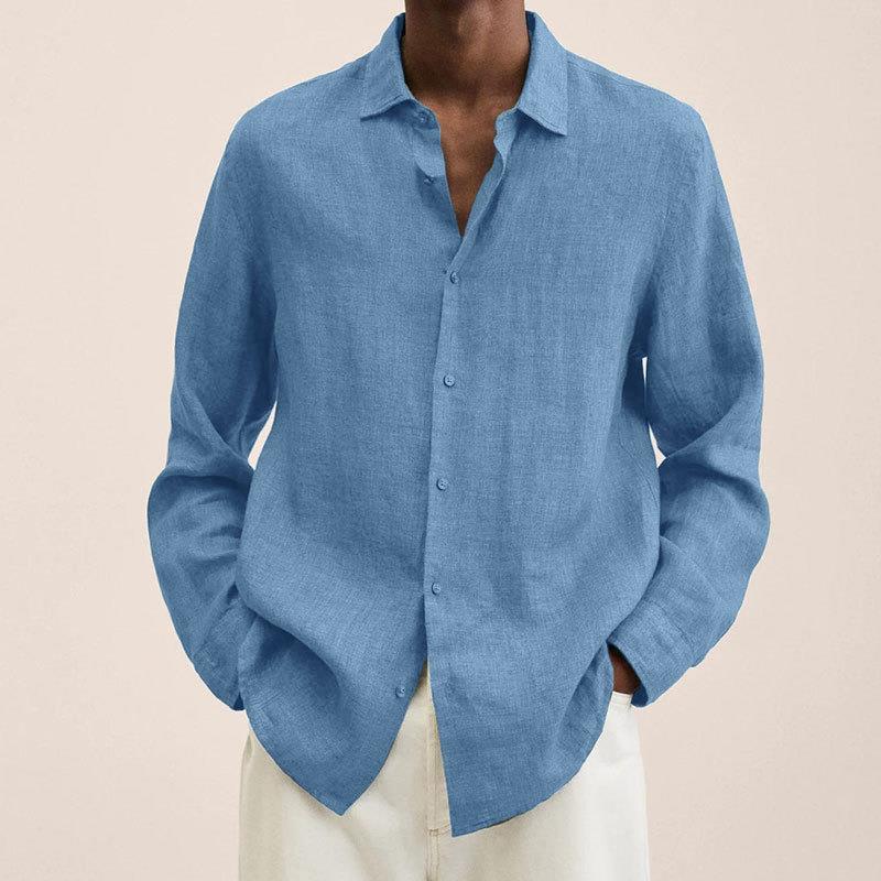 Grayson Chemise Homme – Chemise en Lin Respirant à Manches Longues au Style Intemporel