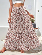 Maëlle Jupe Maxi – Jupe Longue Bohème Taille Haute à Volants avec Poches