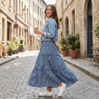 Maëlys Jupe Maxi – Jupe Longue Bohème Fleurie Taille Haute Fluide et Élégante