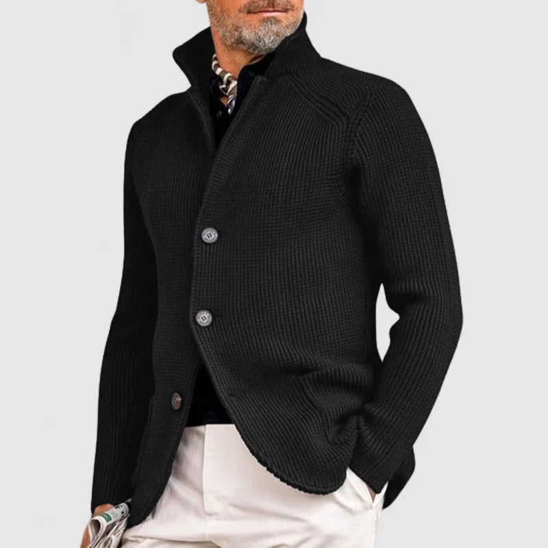 Henrik Veste Homme Élégante – Maille Texturée avec Col Montant et Coupe Moderne