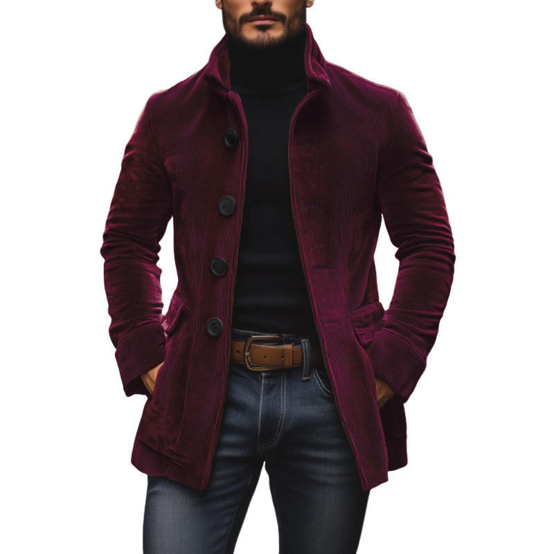 Matteo Manteau Homme – Manteau en Velours Côtelé avec Col Montant Élégant