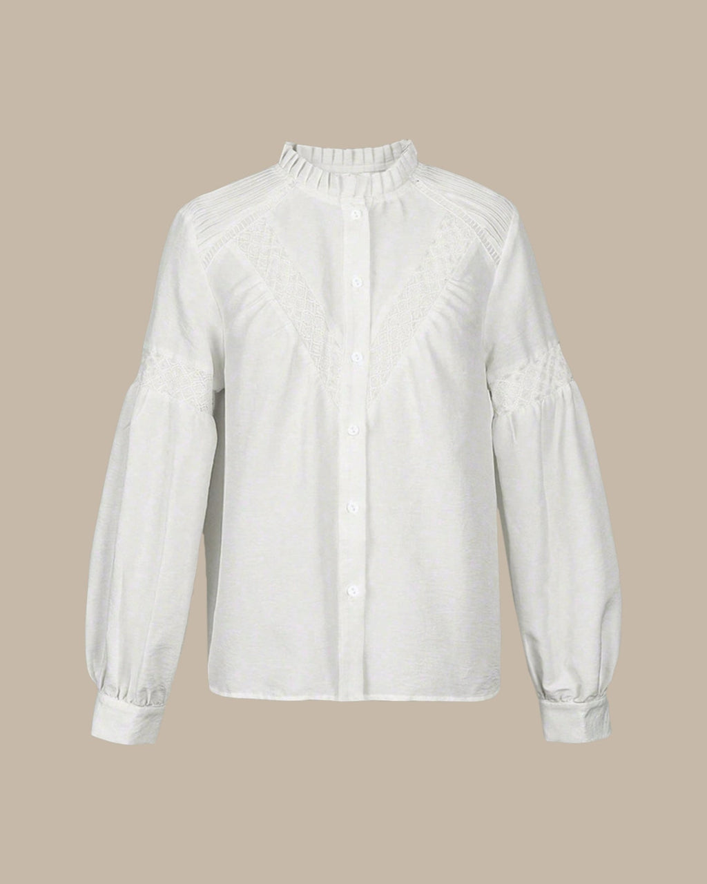 Lysiane Blusa Donna – Blusa Casual con Volant, Tessuto Goffrato e Bottoni Eleganti