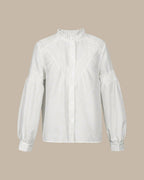 Lysiane Blusa Donna – Blusa Casual con Volant, Tessuto Goffrato e Bottoni Eleganti