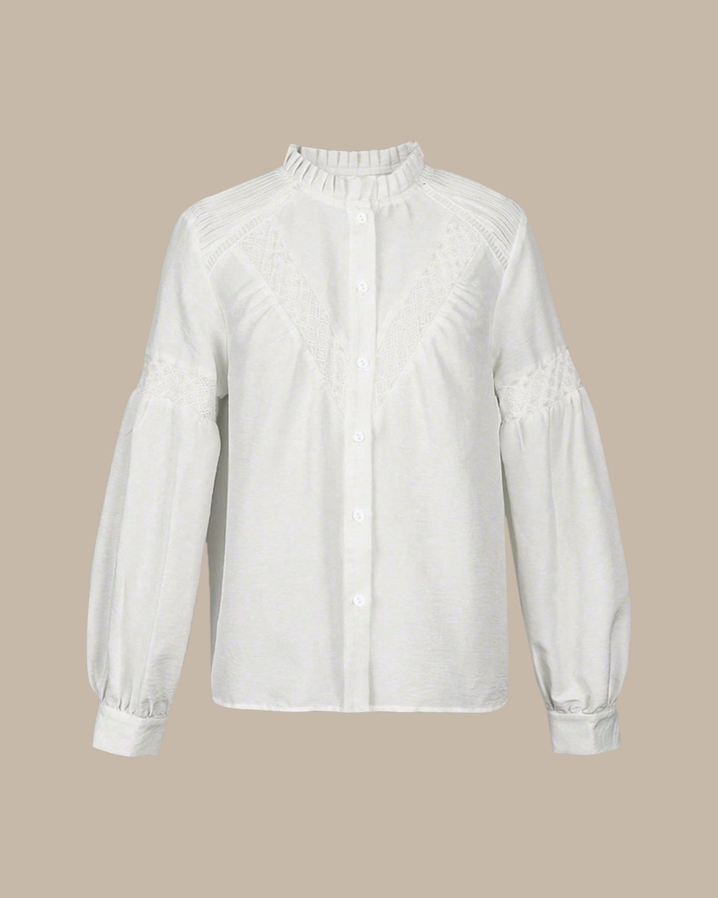 Lysiane Blouse Femme – Blouse Décontractée à Volants avec Texture Gaufrée et Boutons Élégants