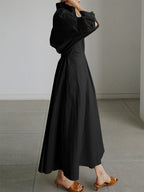 Sylviane Robe Midi Femme – Coupe Flatteuse, Boutons Raffinés & Style Intemporel