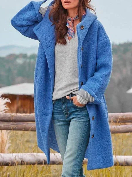 Sawyer Manteau Femme en Laine – Manteau Long à Capuche avec Boutonnage Élégant et Style Intemporel