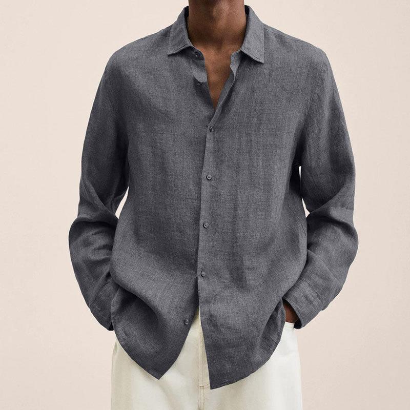 Grayson Chemise Homme – Chemise en Lin Respirant à Manches Longues au Style Intemporel