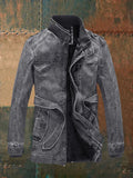 Cedric Veste Homme Vintage – Cuir Rétro avec Doublure Chaude, Zip & Boutons