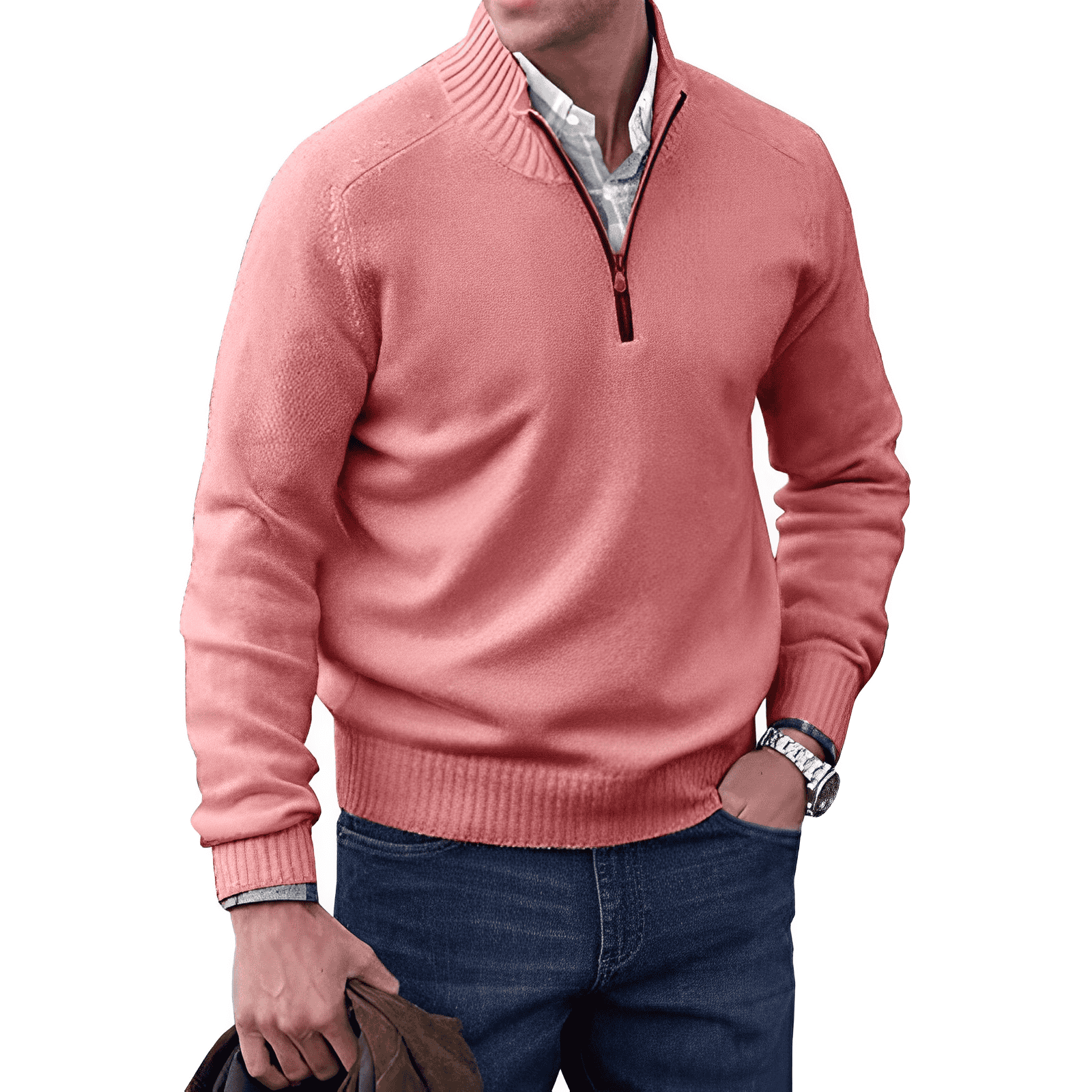 Jason Pull Homme – Pull Demi-Zip à Col Montant avec Maille Douce et Style Intemporel