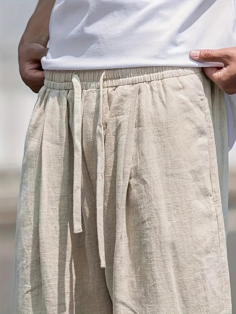 Wyatt Pantalon Homme – Pantalon Ample en Lin avec Taille Ajustable et Style Décontracté