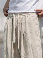 Wyatt Pantalon Homme – Pantalon Ample en Lin avec Taille Ajustable et Style Décontracté