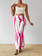 Valentina Jupe Maxi Femme – Imprimé Abstrait, Taille Haute et Coupe Fluide Élégante