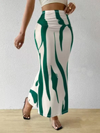 Valentina Jupe Maxi Femme – Imprimé Abstrait, Taille Haute et Coupe Fluide Élégante