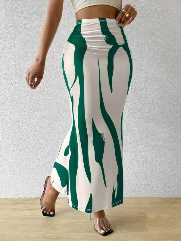 Valentina Jupe Maxi Femme – Imprimé Abstrait, Taille Haute et Coupe Fluide Élégante