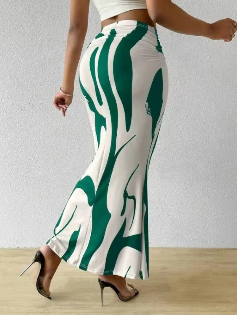 Valentina Jupe Maxi Femme – Imprimé Abstrait, Taille Haute et Coupe Fluide Élégante
