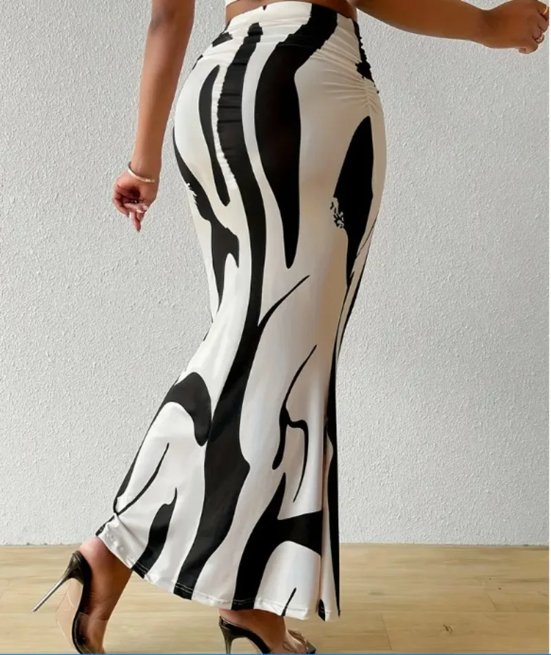 Valentina Jupe Maxi Femme – Imprimé Abstrait, Taille Haute et Coupe Fluide Élégante