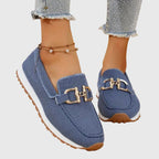 Mocasines Gianna para mujer – Mocasines slip-on de malla transpirable con detalle metálico