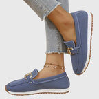 Mocasines Gianna para mujer – Mocasines slip-on de malla transpirable con detalle metálico