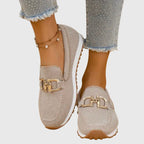 Mocasines Gianna para mujer – Mocasines slip-on de malla transpirable con detalle metálico