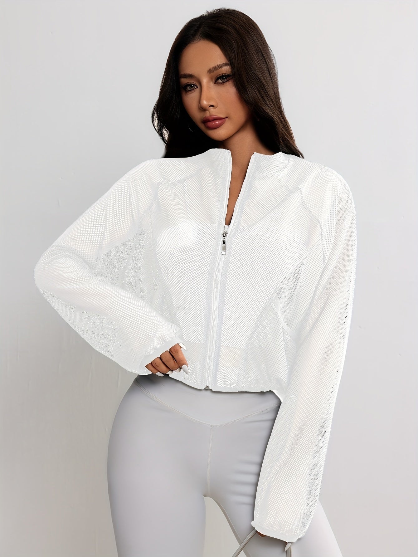 Ariana Veste Femme – Veste Courte en Mesh Respirant avec Fermeture Zippée
