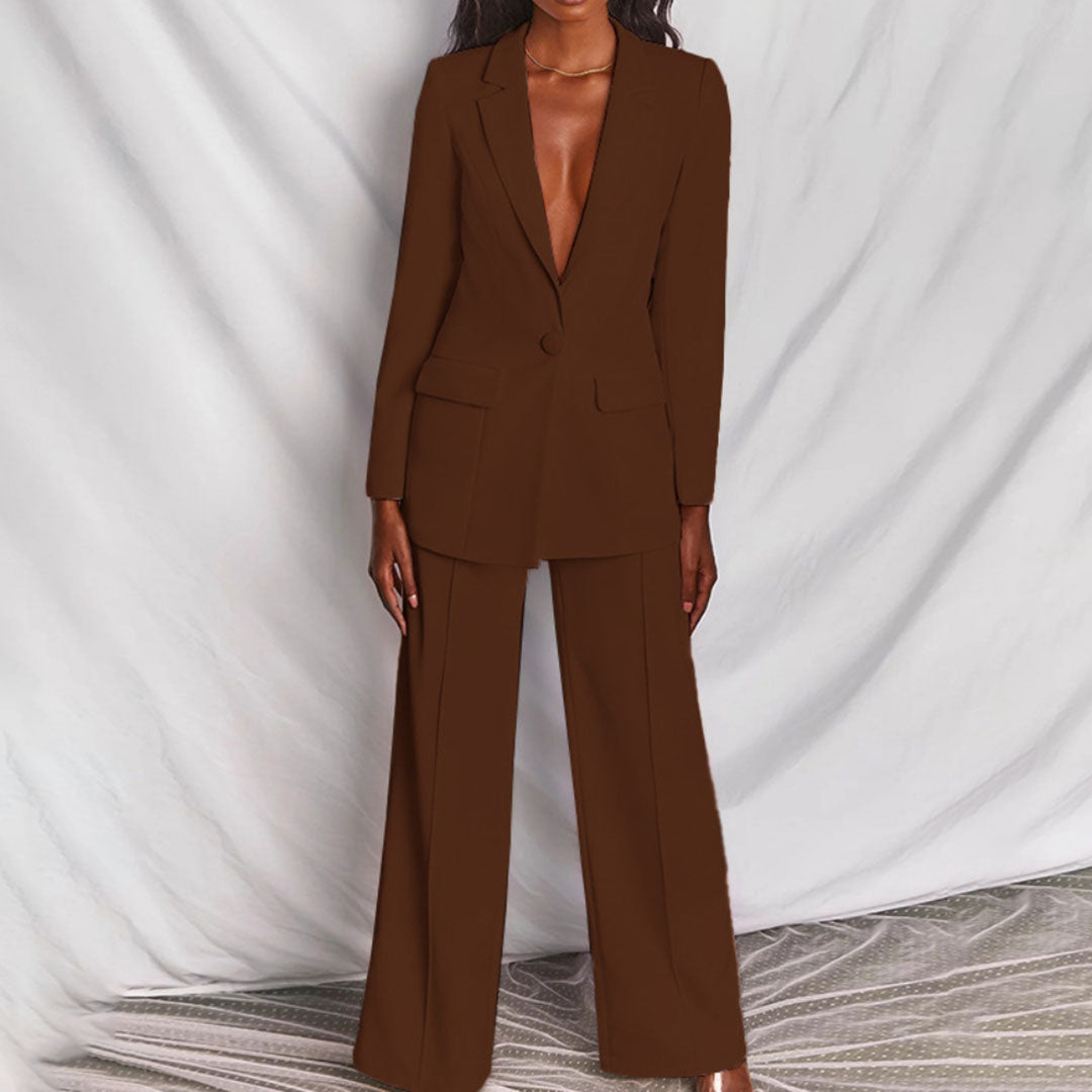 Solène Ensemble Femme – Ensemble Blazer et Pantalon Élégant pour le Bureau