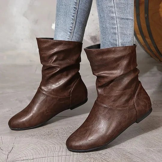 Yvette Bottes Femme – Bottes Mi-Hautes en Cuir avec Semelle Antidérapante & Style Intemporel