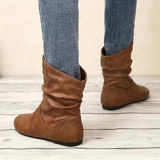 Yvette Bottes Femme – Bottes Mi-Hautes en Cuir avec Semelle Antidérapante & Style Intemporel