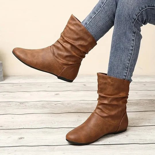 Yvette Bottes Femme – Bottes Mi-Hautes en Cuir avec Semelle Antidérapante & Style Intemporel