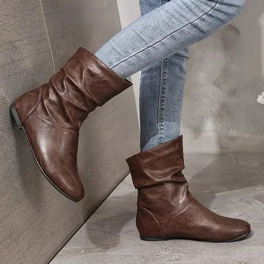 Yvette Bottes Femme – Bottes Mi-Hautes en Cuir avec Semelle Antidérapante & Style Intemporel