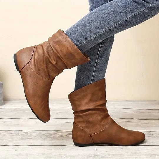 Yvette Bottes Femme – Bottes Mi-Hautes en Cuir avec Semelle Antidérapante & Style Intemporel