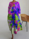 Calliope Robe Femme – Robe Maxi Artistique à Imprimé Multicolore avec Coupe Ample