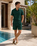 Loïc Set Men – Corduroy Polo Set with Matching Shorts in Casual Style