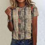 Aurélie T-shirt Femme – Imprimé Artistique Vintage et Coupe Décontractée