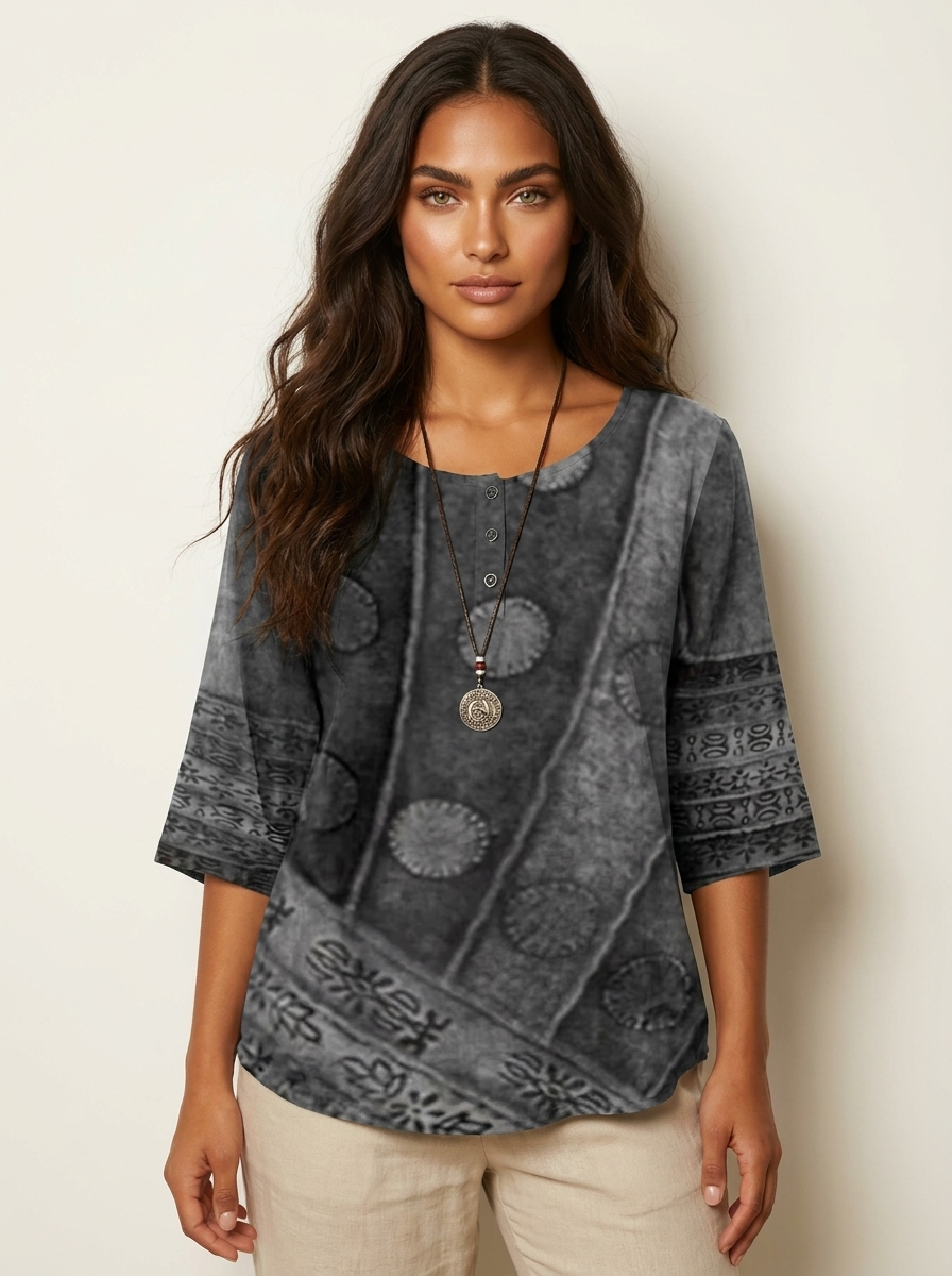 Celeste Blouse Femme – Imprimé Bohème Artistique et Coupe Fluide Élégante
