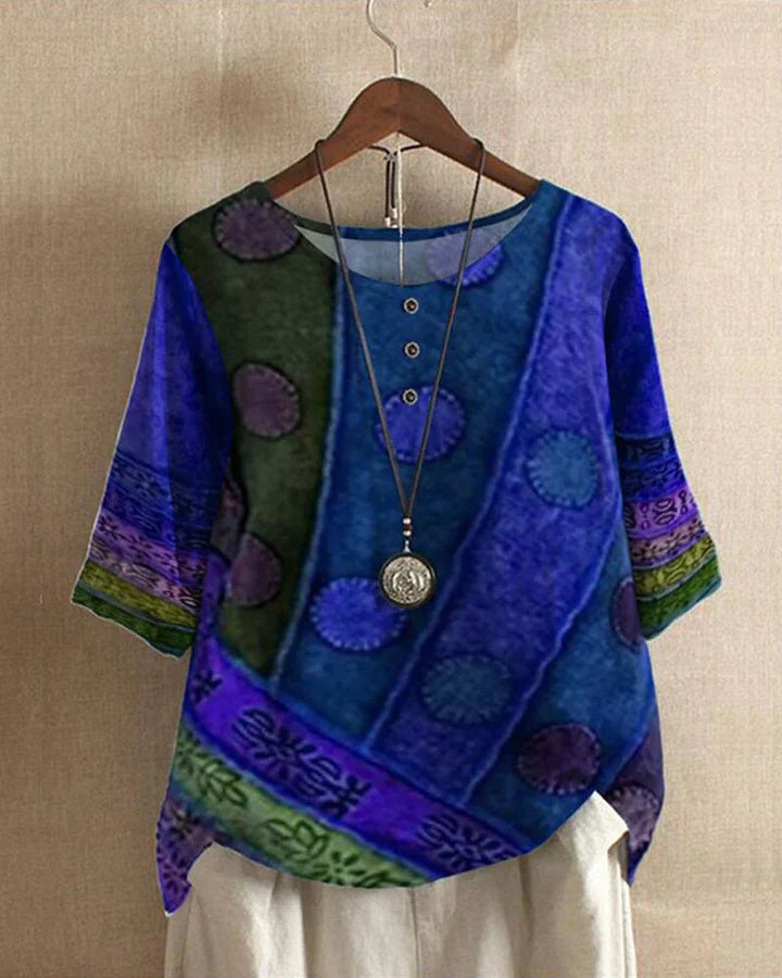 Celeste Blouse Femme – Imprimé Bohème Artistique et Coupe Fluide Élégante
