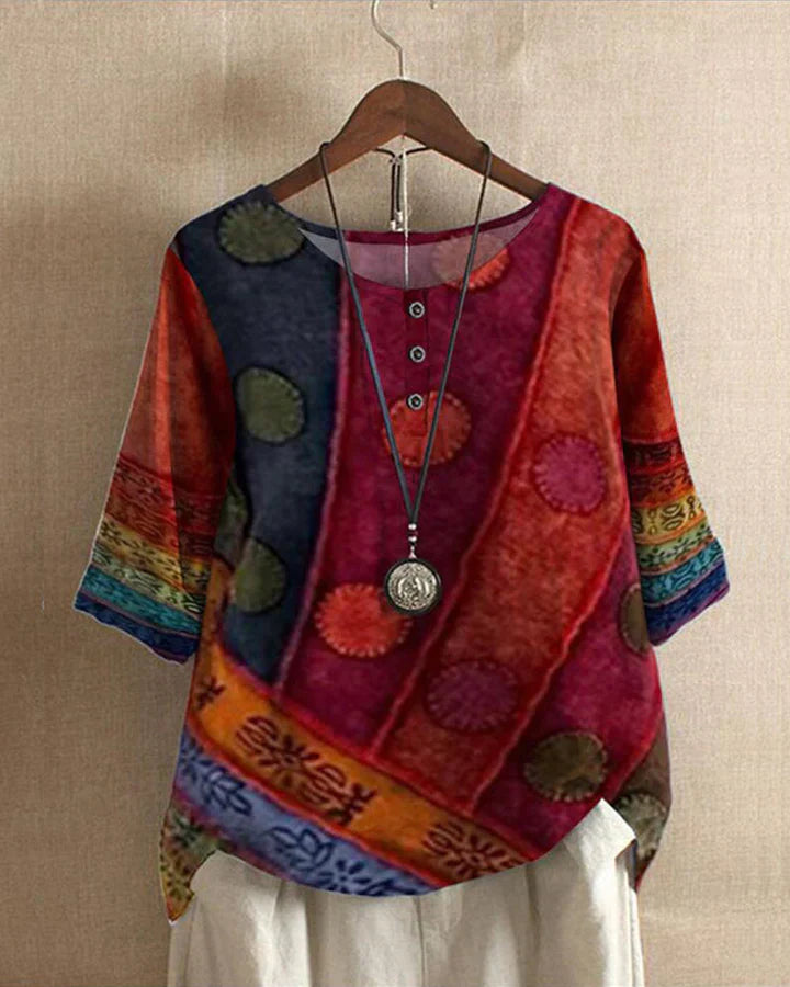 Celeste Blouse Femme – Imprimé Bohème Artistique et Coupe Fluide Élégante