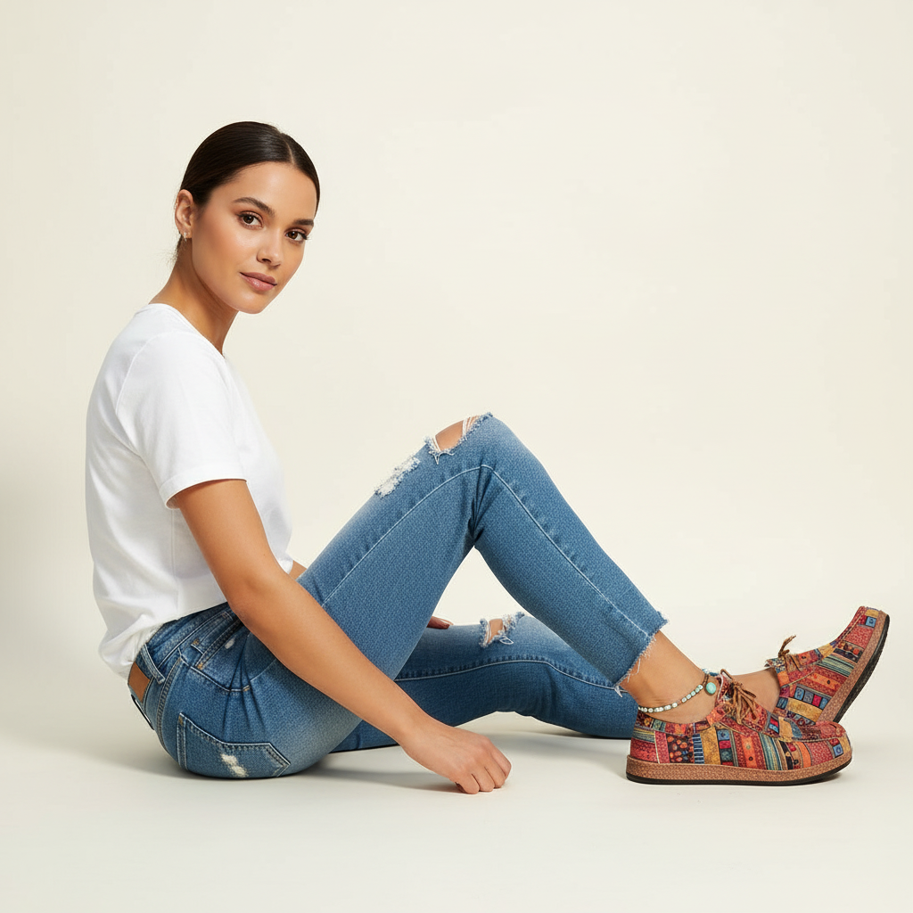 Elena Baskets Femme – Sneakers Décontractées à Motif Artistique et Confort Léger